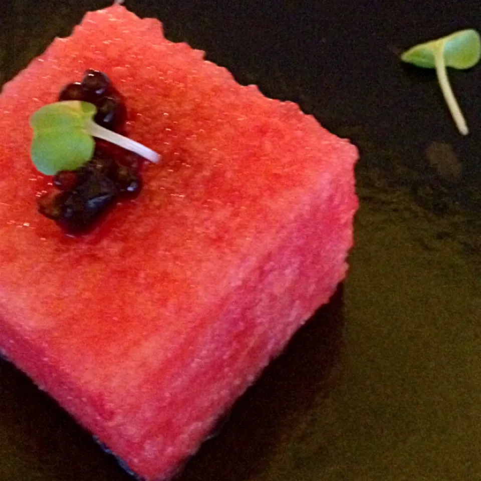 Snapdishの料理写真:Amuse bouche - watermelon with goat cheese|12Dragonさん