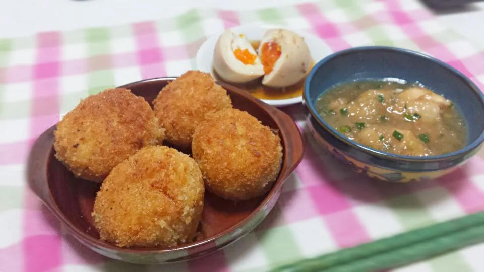 ● ライスコロッケ
● 鶏のみぞれ煮
● 煮たまご|masamiさん