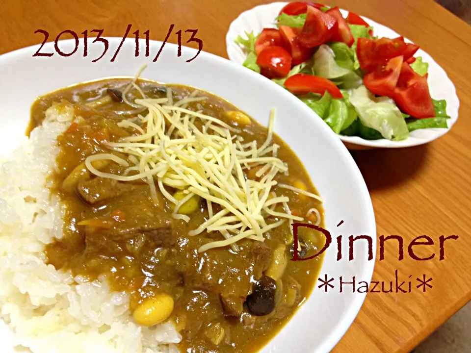 Snapdishの料理写真:カレーライス＆野菜サラダ|Hazukiさん