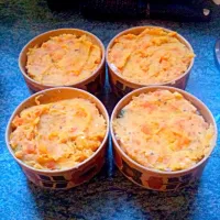 Snapdishの料理写真:Individual fish pies topped with carrot and sweet potato mash|naomi barlowさん