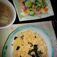 Snapdishの料理写真:今日のランチ♪明太子スパゲティ～*|まゆみママさん