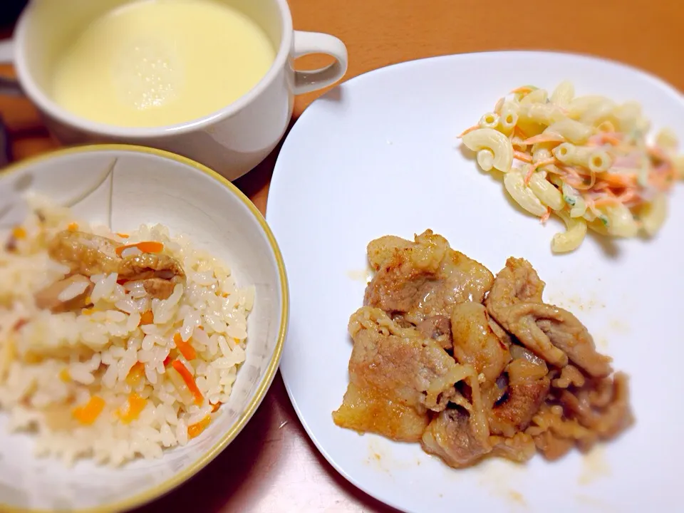 炊込み御飯、味噌豚|きよちゃんさん