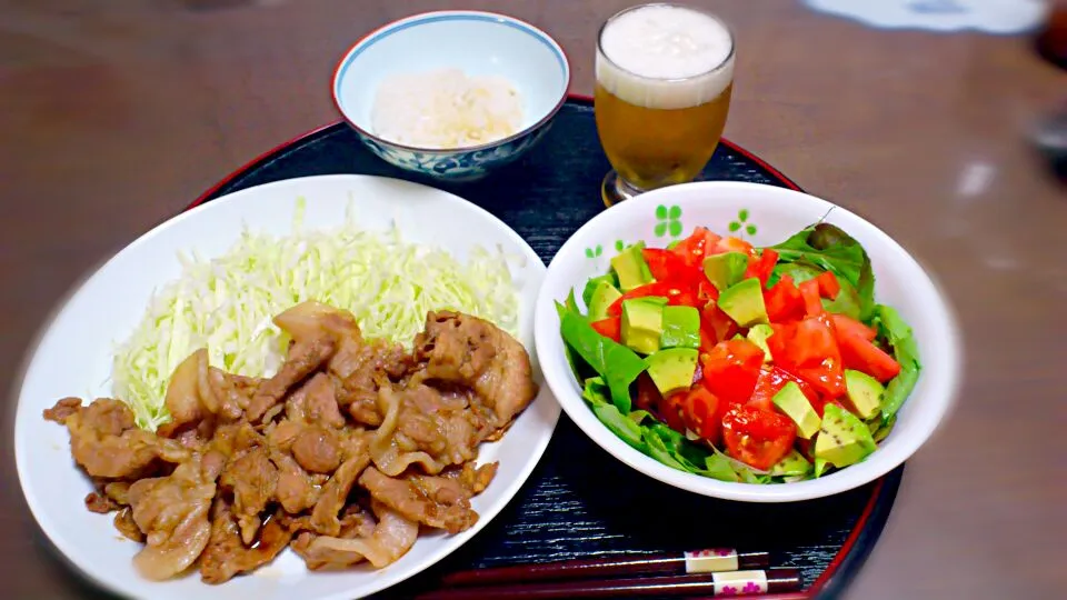 ginger pork n avocado salad|sachiさん