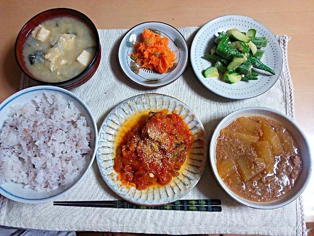 秋刀魚トマト煮込みと大根の挽き肉あんかけ|yさん