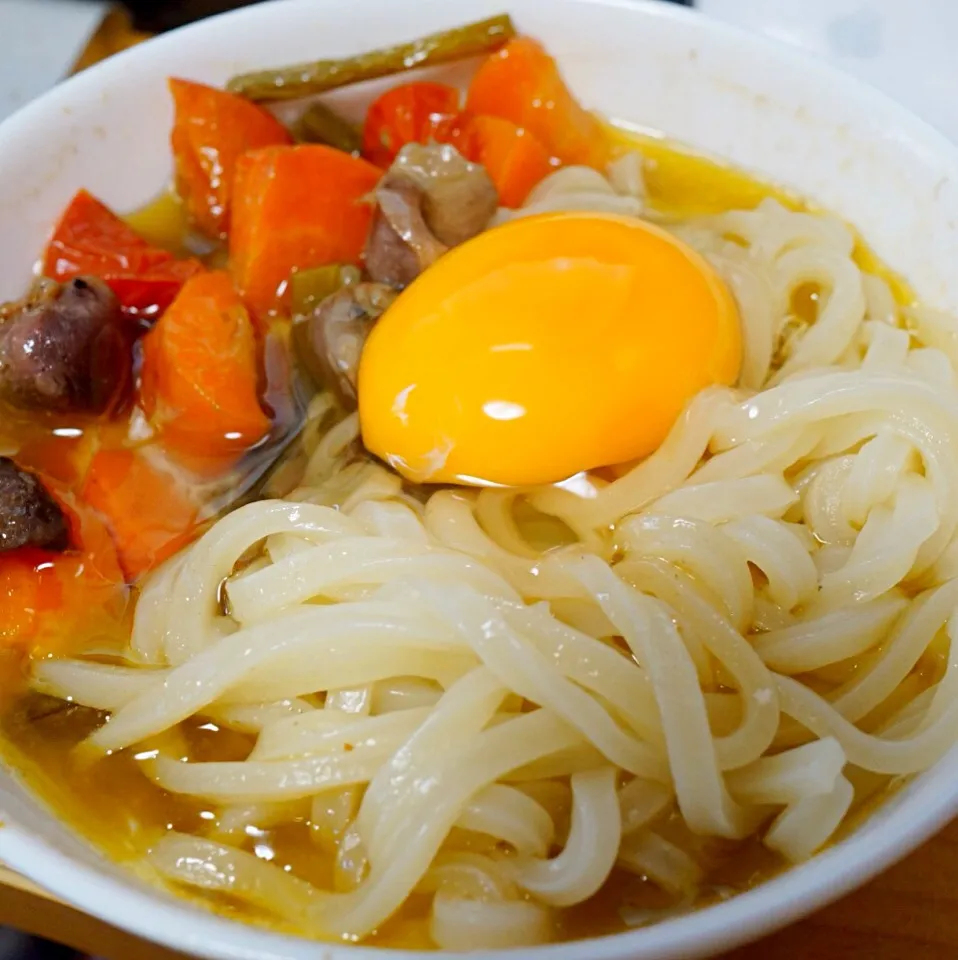 砂肝うどん Udon in gizzard soup.|Magoshi YZ250さん