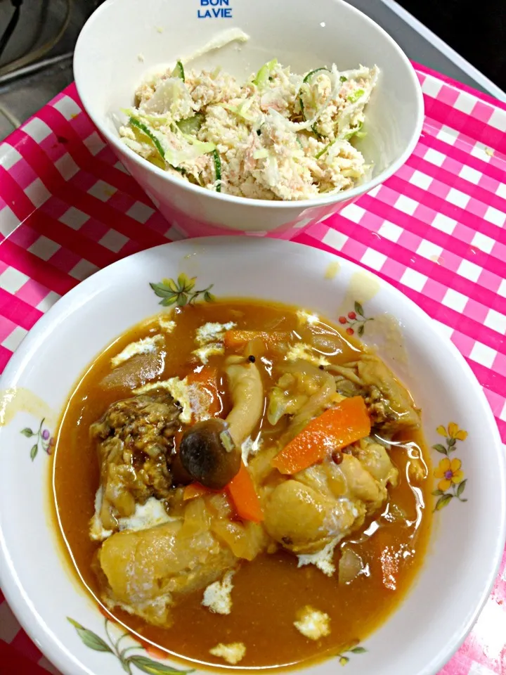 冷蔵庫の掃除デー。カレーとツナサラダ|ハルさん