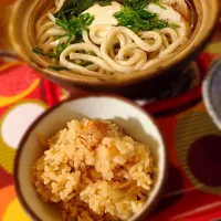 鍋焼きうどんと炊き込みご飯|rosy inouyeさん