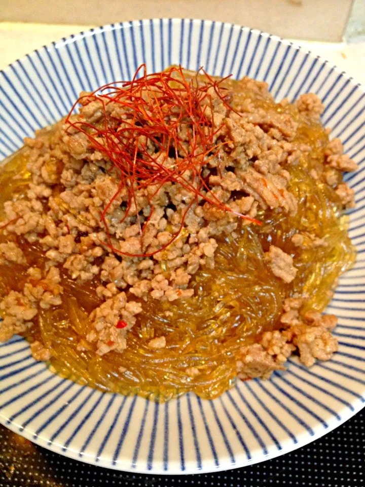 春雨と挽肉の豆板醤炒め(^o^)|ゴンさん