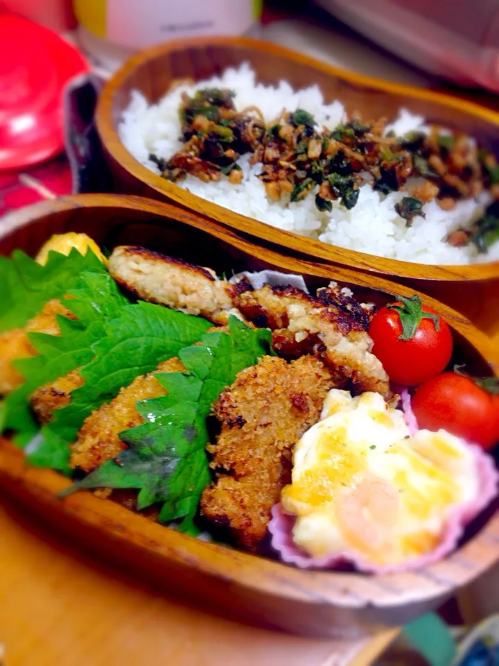 Snapdishの料理写真:91日目(^^;;  カレートンカツとツナぺんバーグのお弁当。|らぶかさん