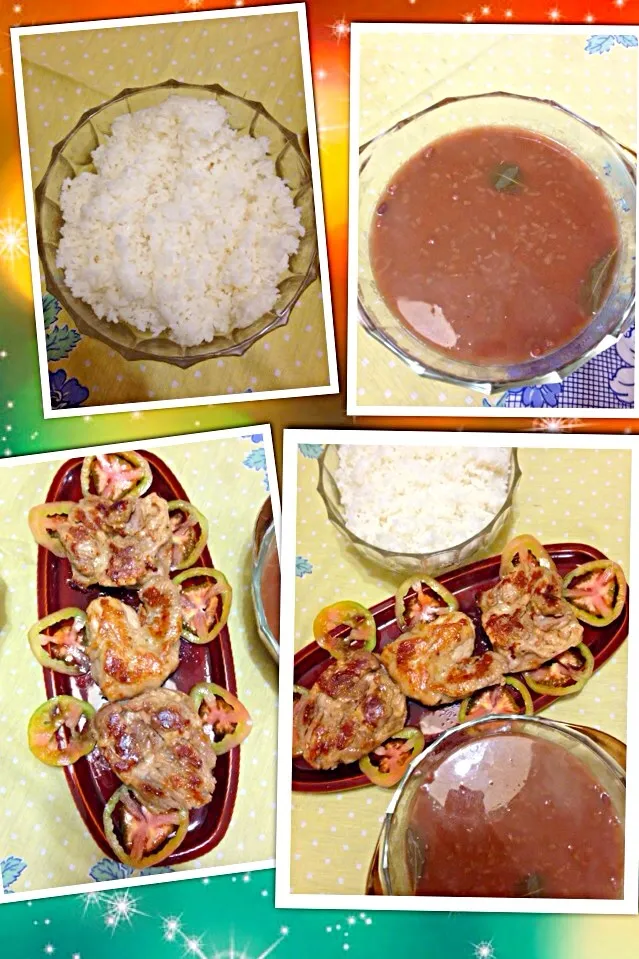 Arroz . Feijao .frango grelhado e tomates Pra enfeita..😃|Gisele Yoshimatsuさん