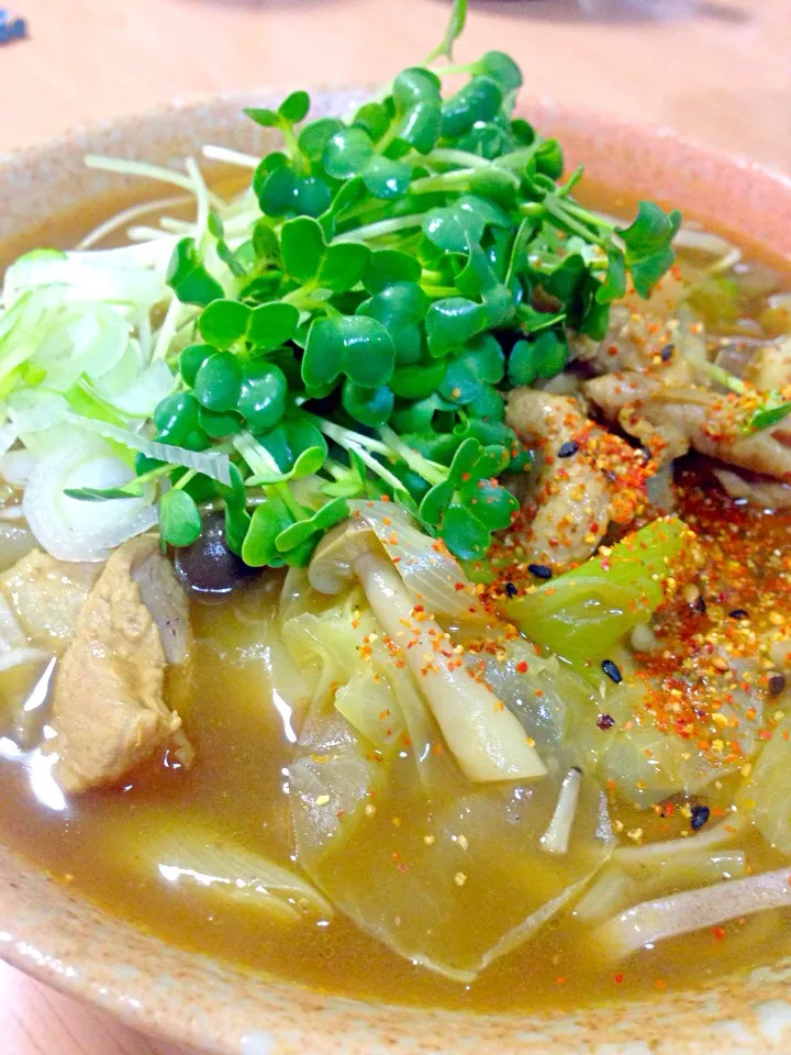 がぁがさんの料理 ( ꒪□꒪)‼決壊寸前🍛カレー蕎麦|machikoさん