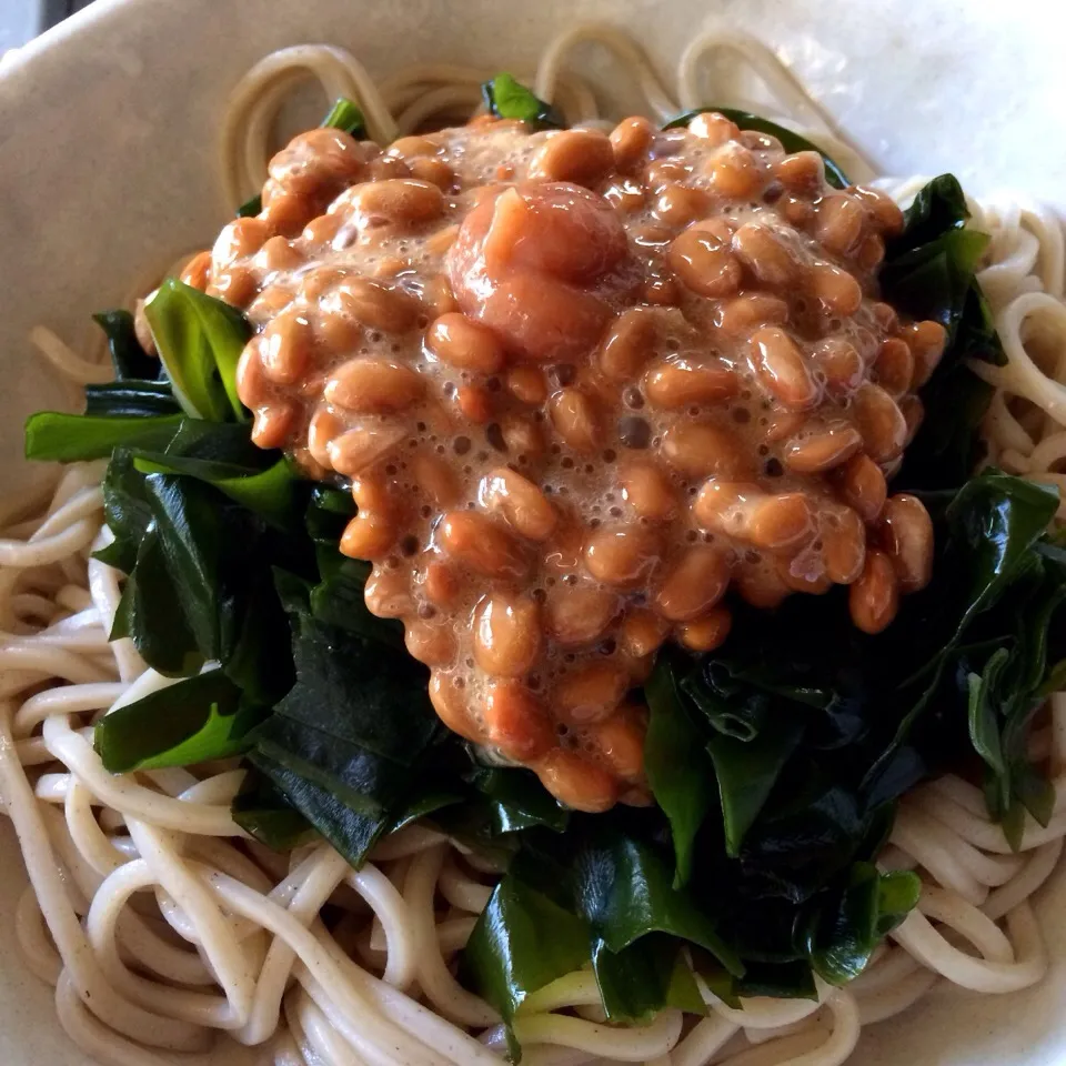 冷しワカメ納豆そば 梅肉添え|Koichi Shibataさん