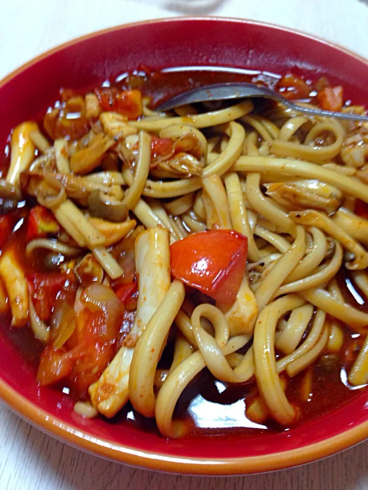 Udon cooked in seafood soy sauce|hidayuさん