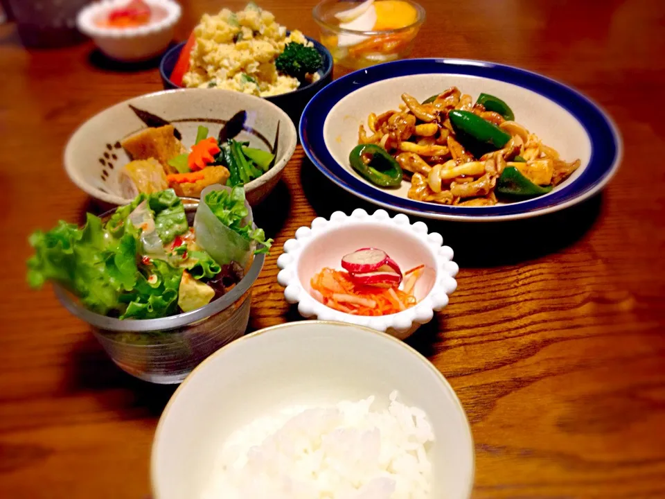 昼の残り物寄せ合わせ夕ご飯|みーさん