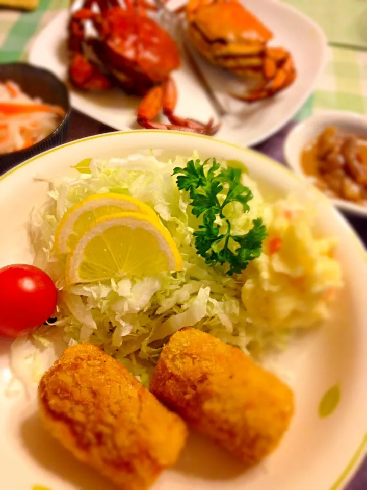 かぼちゃコロッケ晩ご飯♪|桃実さん