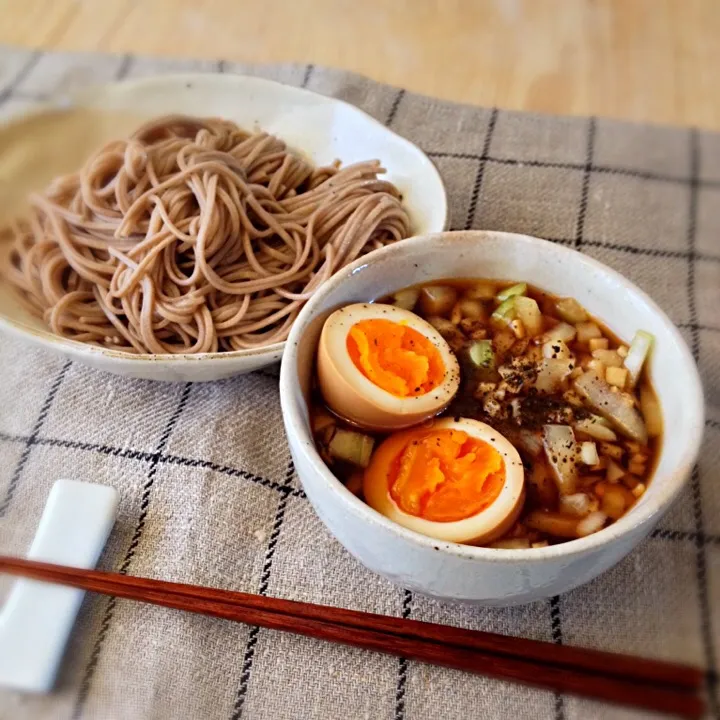 つけ麺風蕎麦と味付け卵|ももさん