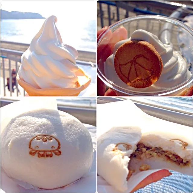 Snapdishの料理写真:Salt caramel ice cream🍦Vanilla&Jellyfish buns❗塩ｷｬﾗﾒﾙmixｿﾌﾄ･ｳﾞｧﾆﾗ･ｸﾗｹﾞまん|🌈Ami🍻さん