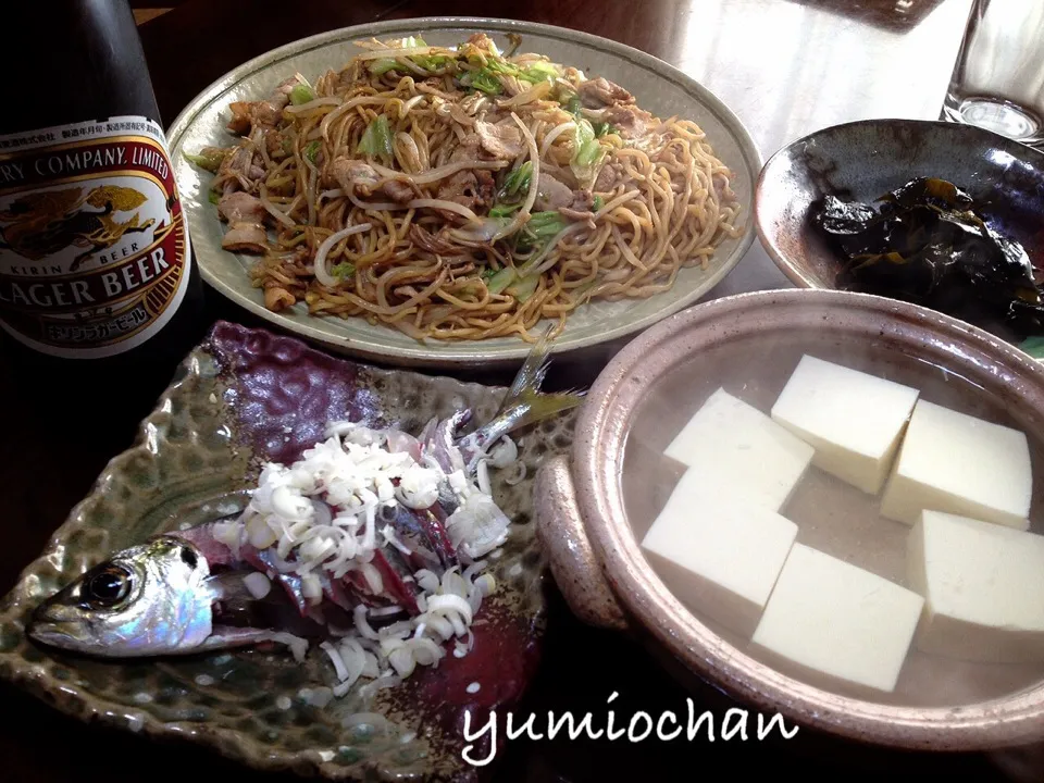 2013.11.17 父の釣った鯵のお造りランチ🍻🍻🍻|ゆみずさん