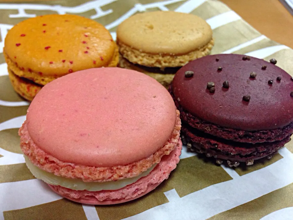 Macaroons (rose, dark chocolate, passion fruit chocolate, praline)|willklhさん