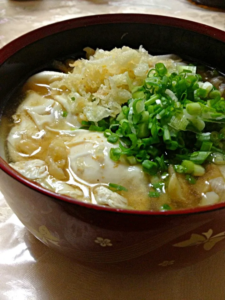 Snapdishの料理写真:あんかけうどん 柚子胡椒風味＋天かす|yasukoさん