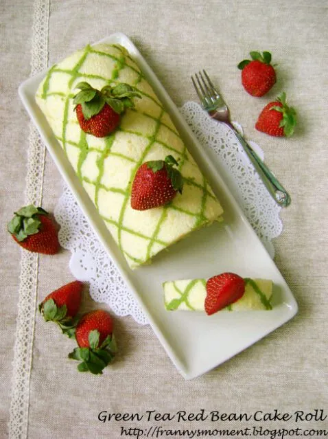 Green tea red bean cake roll|Frannyさん