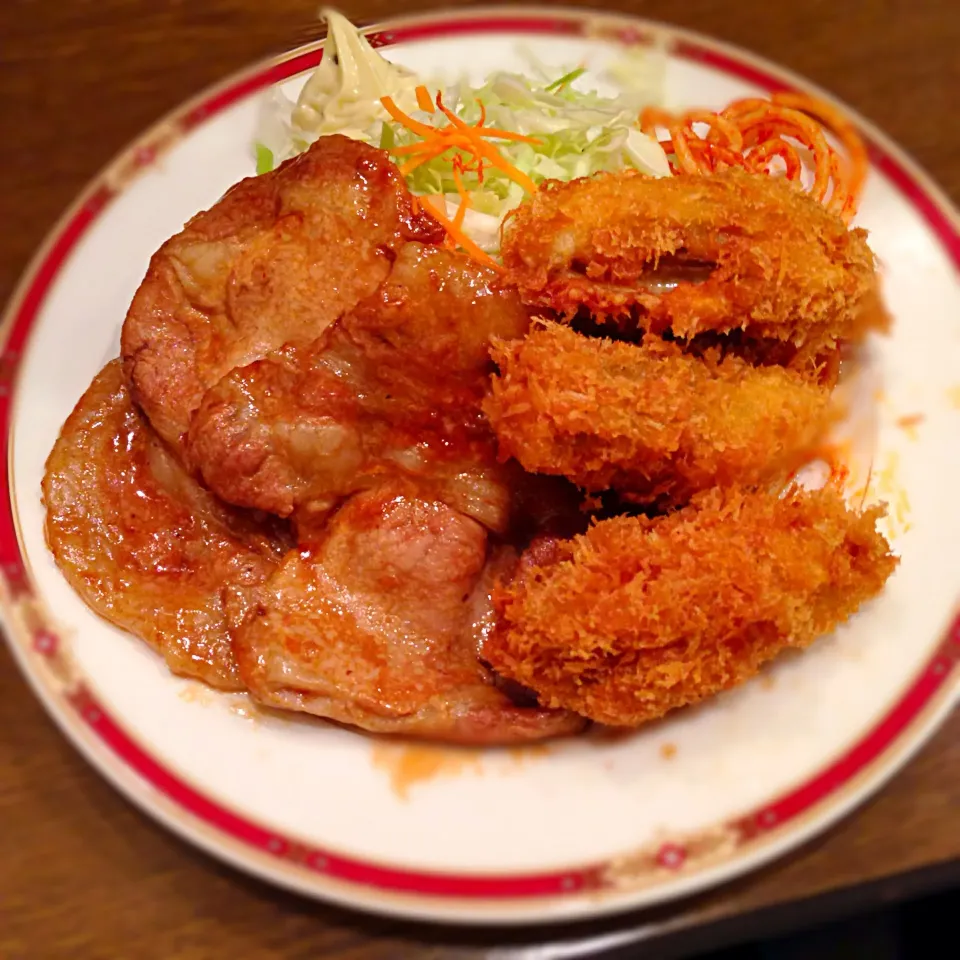 生姜焼きとカキフライ定食|田中 明子さん