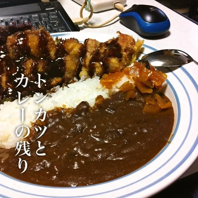 131118-トンカツとカレーの残り ¥280 #夕食|dune725さん