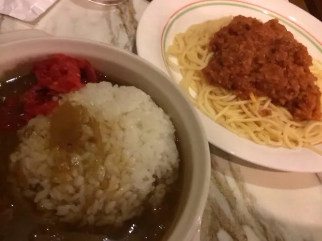 【日替ランチ】ボローニャスパゲッティ+スープカレーライスを頂きました。|momongatomoさん