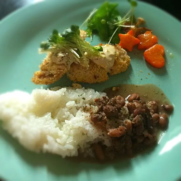 ノンフライ生鮭と、ブラジルの豆料理(^o^)|marishさん