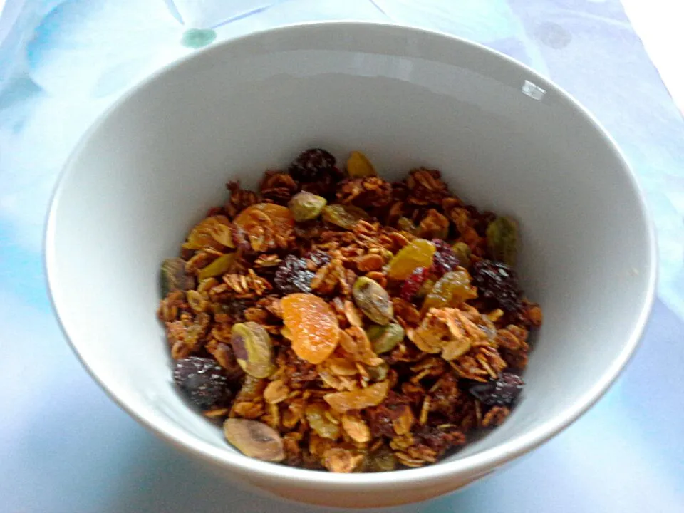 Honey granola with pistachios,  cherries,  apricots and raisins|Fe's kitchenさん