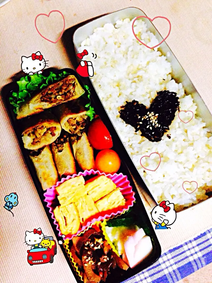 Snapdishの料理写真:春巻き弁当。|かおりんごさん