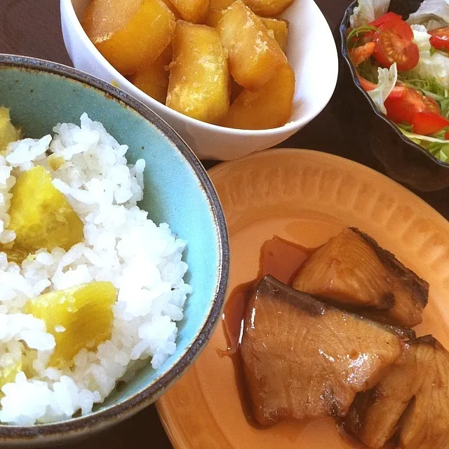 ブリの照り焼きとさつまいもご飯|ちぃさん