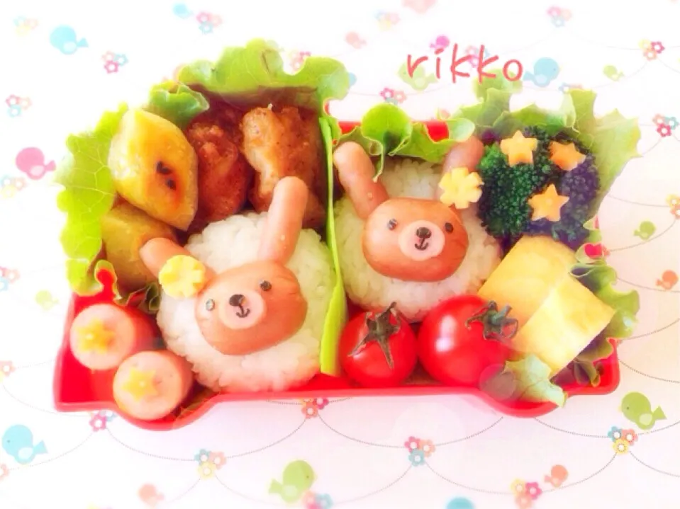 💛うさぎツインズ⭐️弁当💛|rikkoさん