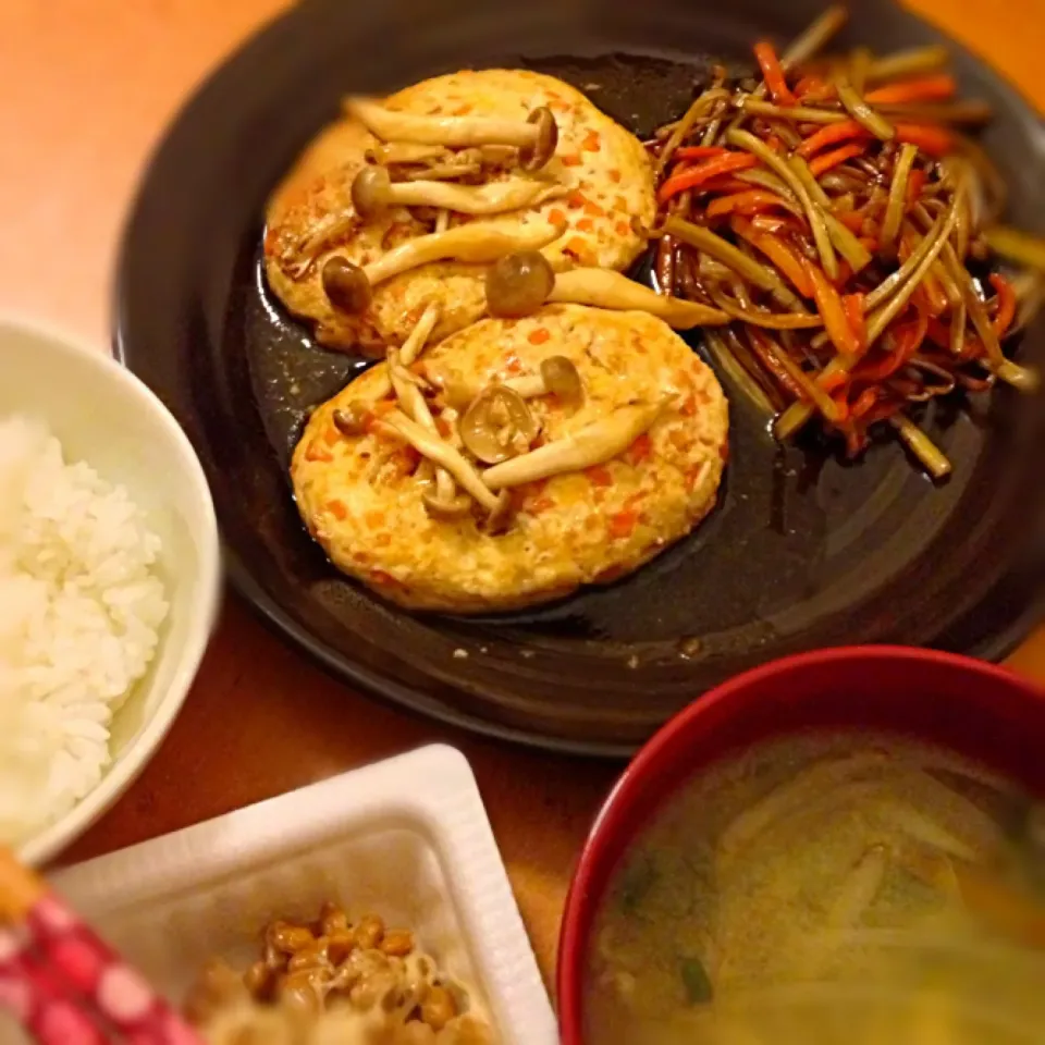 豆腐ハンバーグ＆きんぴらごぼう|ともえさん