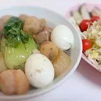 豚の角煮(ゆで卵は後のせ)・薄切りナスサラダ|Yuki Araiさん