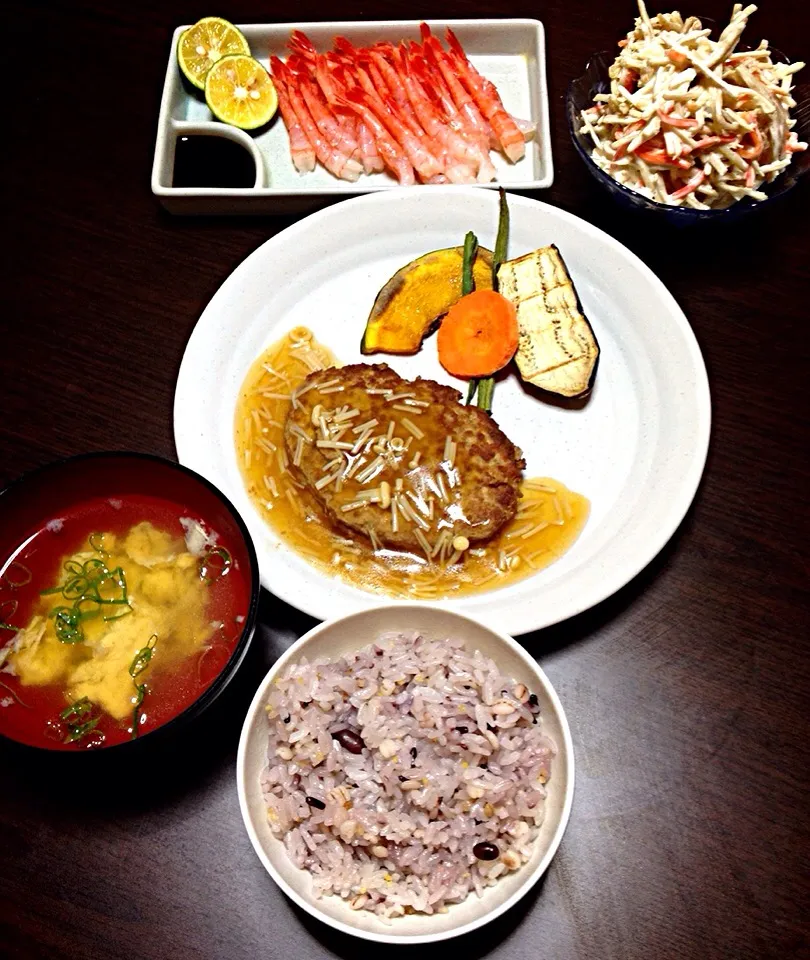 豆腐ハンバーグのエノキ餡掛け|ゆみさん