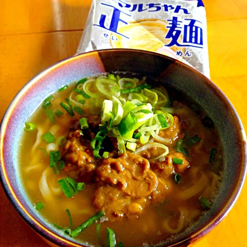 マルちゃん正麺うどんと昨日の豆キーマカレーでカレー南蛮|カウンター嬢さん