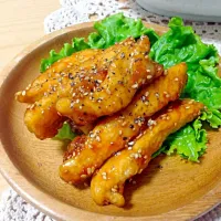 鶏胸肉のチキンスティック〜甘辛ダレ