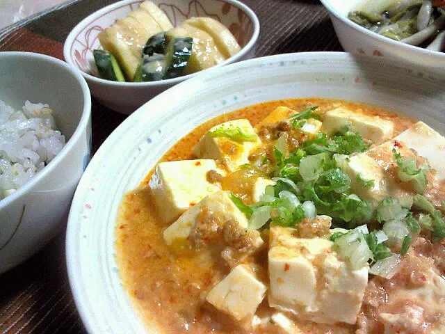 今日も酒粕使って麻婆豆腐とお漬物♪|cookさん