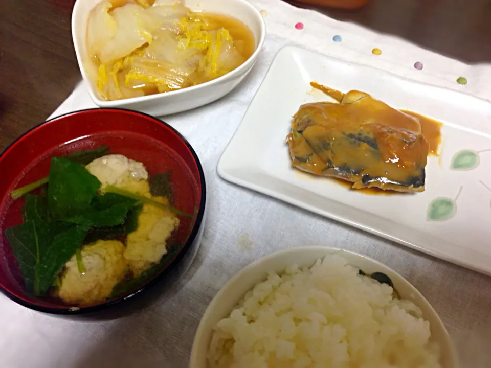 ♡鯖の味噌煮、白菜の煮物、つくね汁|あいかさん