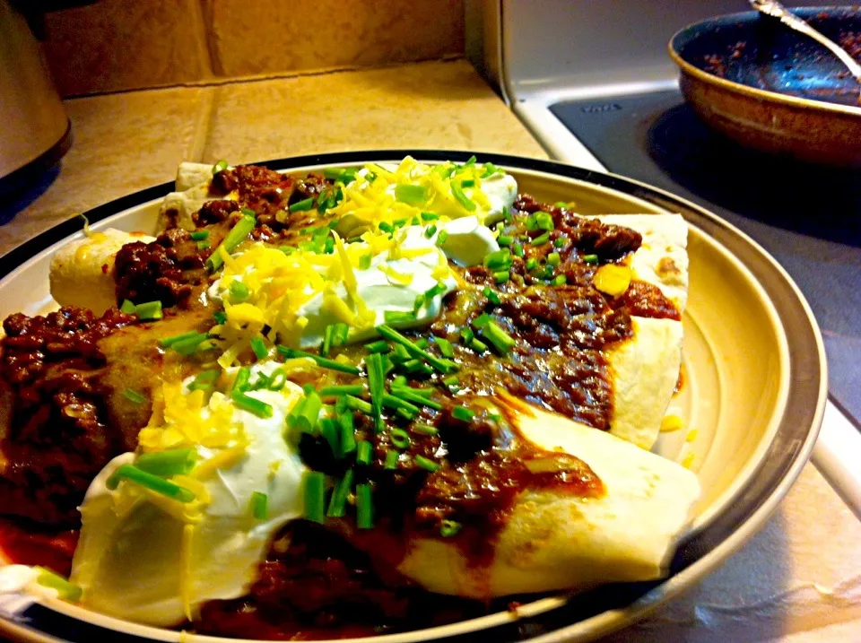 Beef enchiladas with mole sauce|virginia frasseさん