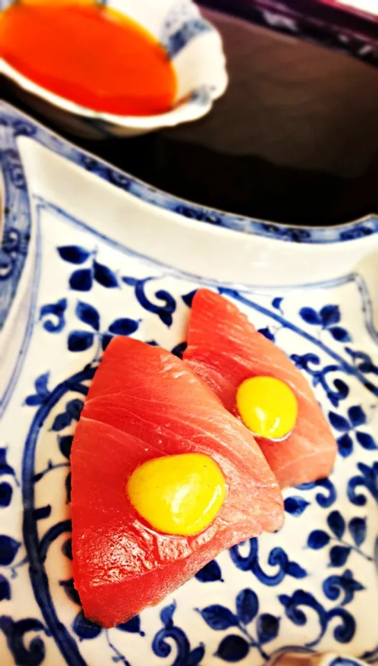 Baby tuna with egg yolk sauce, Kikunoi@Gion, Kyoto|coxiella24さん