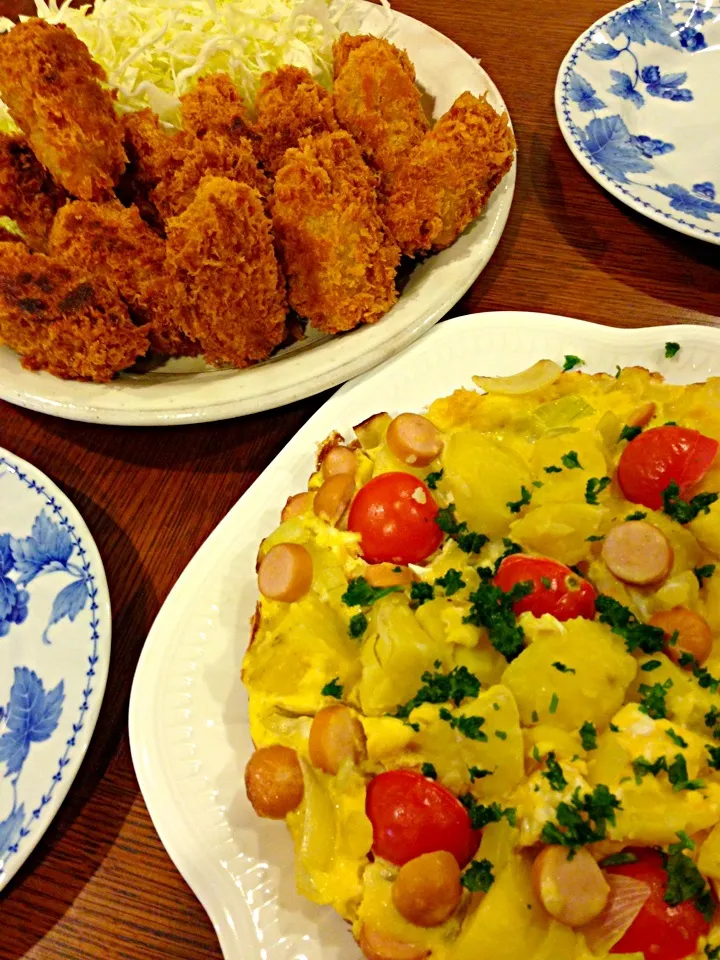 カキフライとスパニッシュオムレツ🍷🍴|yuuminさん