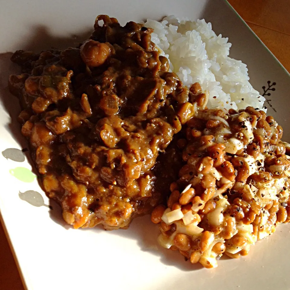 スパイシーキーマカレーwithスパイシーカレー納豆|カウンター嬢さん