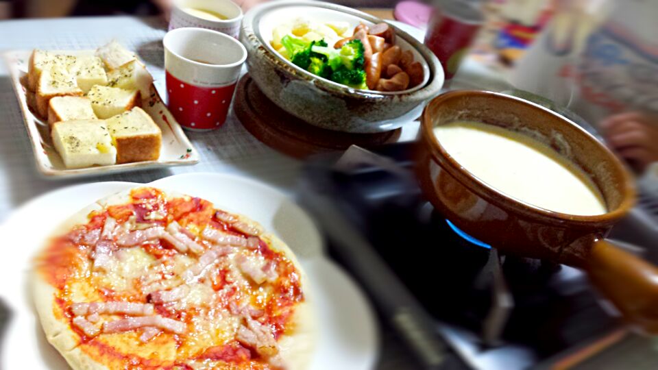 チーズフォンデュ＆ピッツァ(^^)