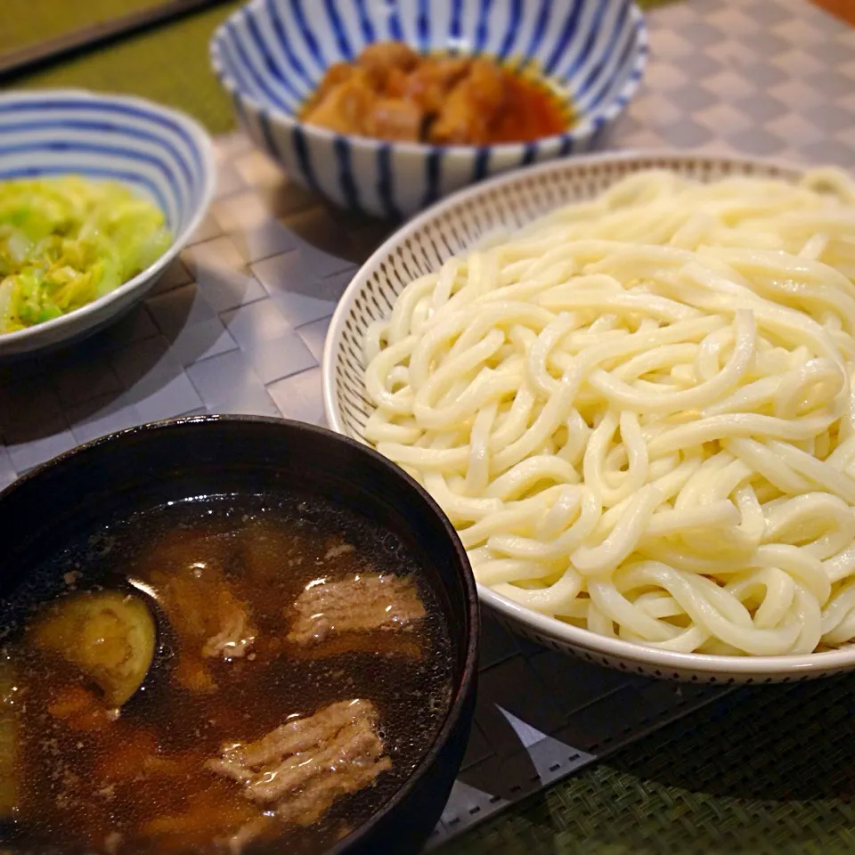 ナスとひき肉のうどんつけ麺|あっさーさん