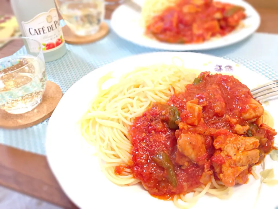 チキントマトのパスタ|ななさん