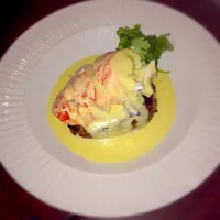 Eye fillet from Margret River with fresh cray fish I caught today topped with hollandaise sauce