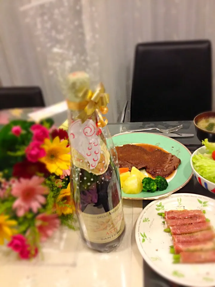 Snapdishの料理写真:結婚記念お祝いディナー❤|カエル38さん