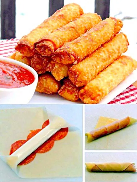 pepperoni and mozzarella cheese egg roll|Leah Riveraさん